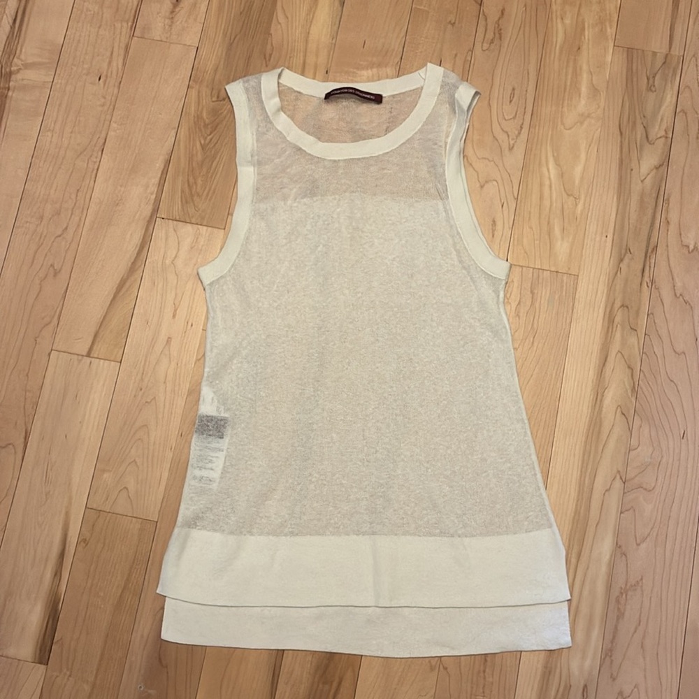 Comptoir Des Cotonniers White Cotton/Linen Sleeveless Tank Top